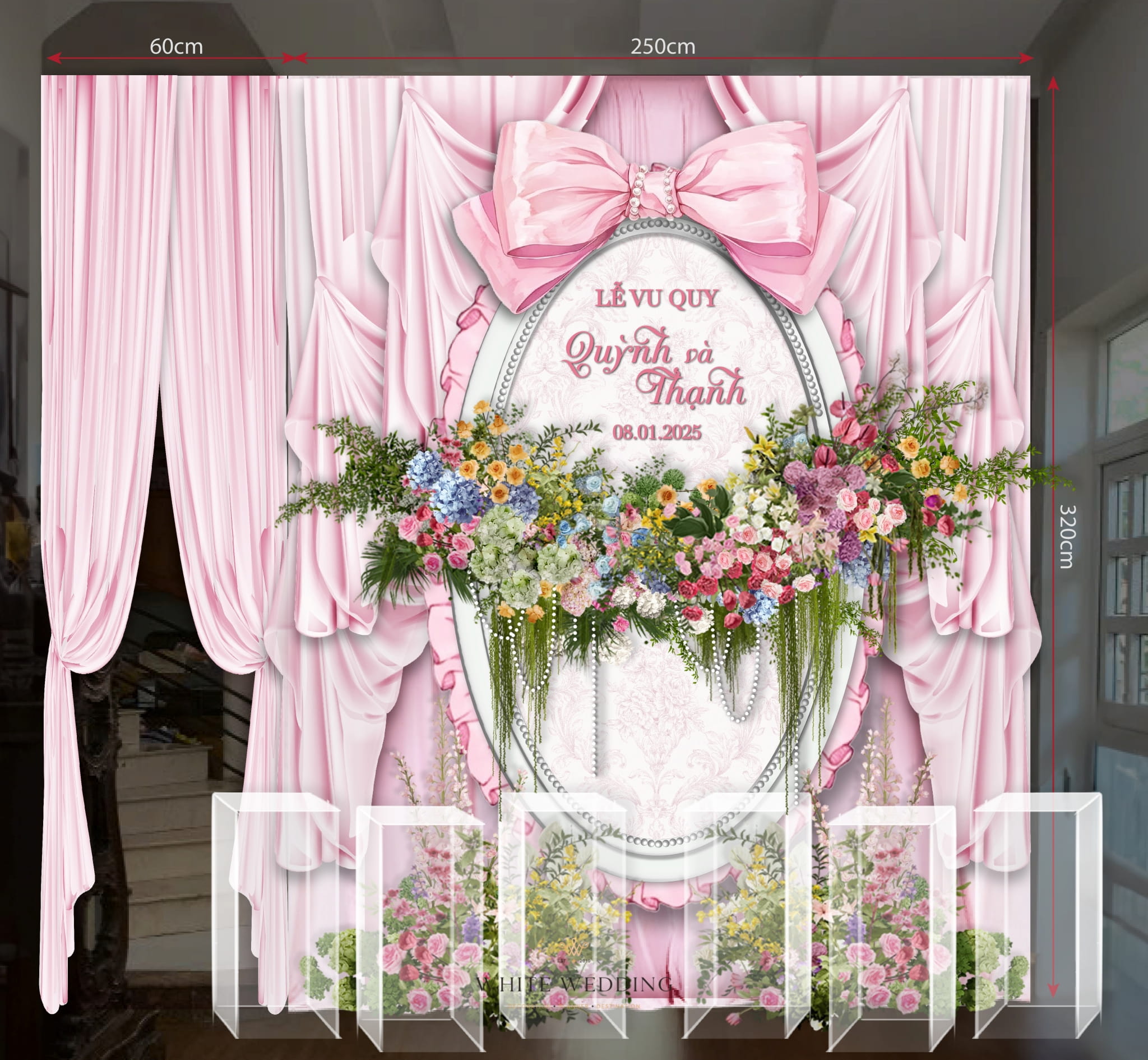 Nơ & Mèo 6 batch trang tri le gia tien no va meo white wedding 50