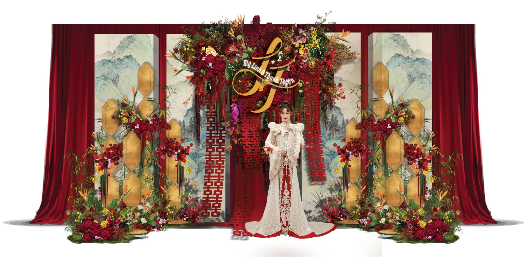 Song Phụng Chầu Nguyệt 6 batch trang tri le gia tien song phung chau nguyet white wedding 76