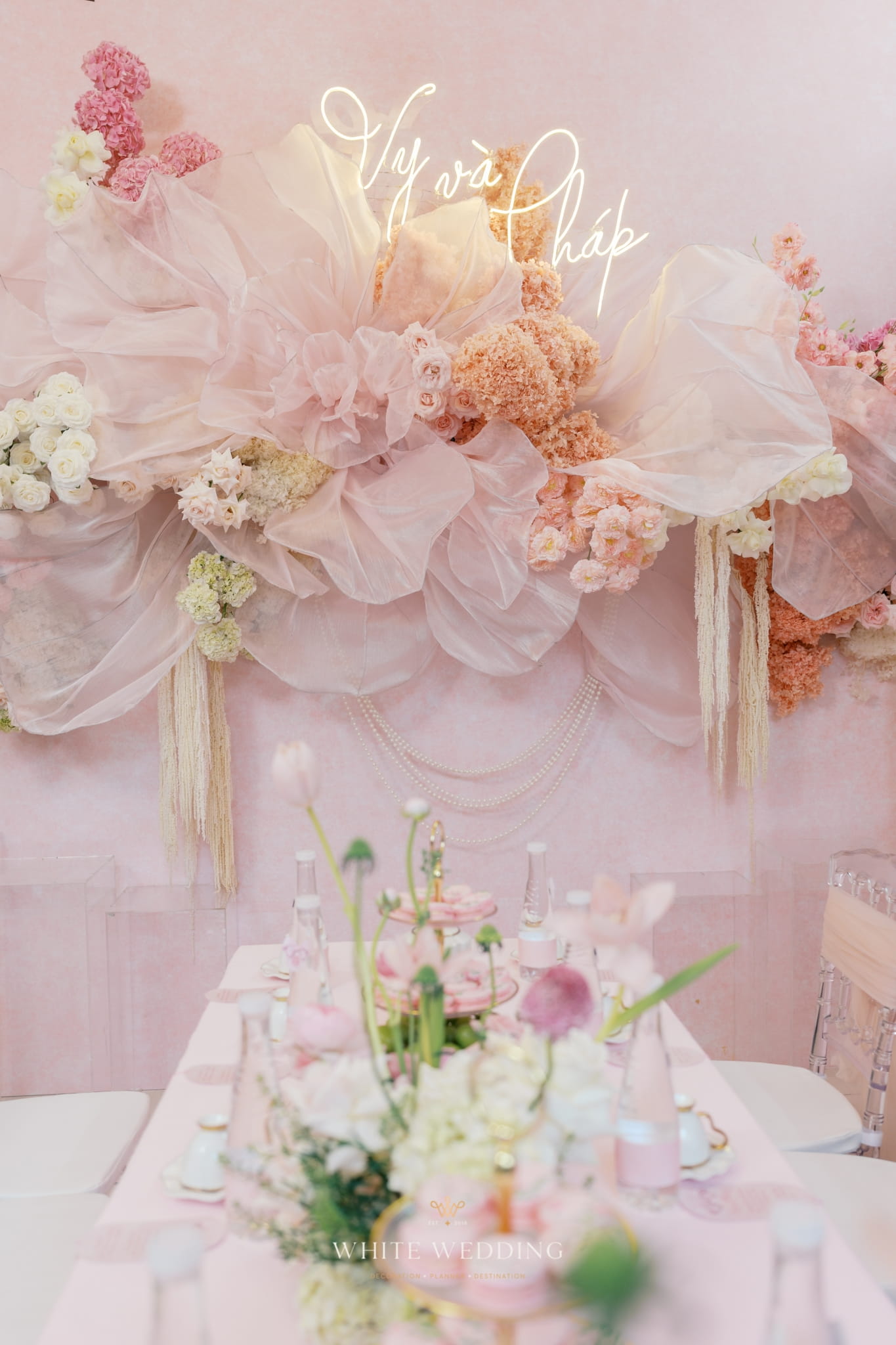 Fleur Ribbon 16 trang tri le dinh hon fleur ribbon white wedding 6 3