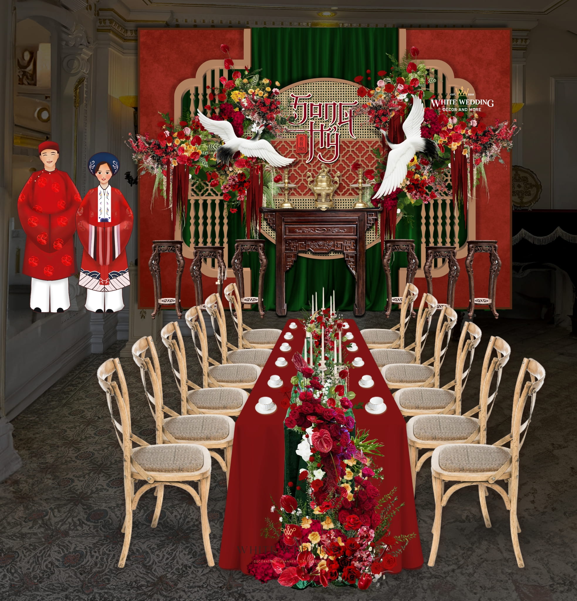 trang tri le gia tien huyen sac thien dieu white wedding 26