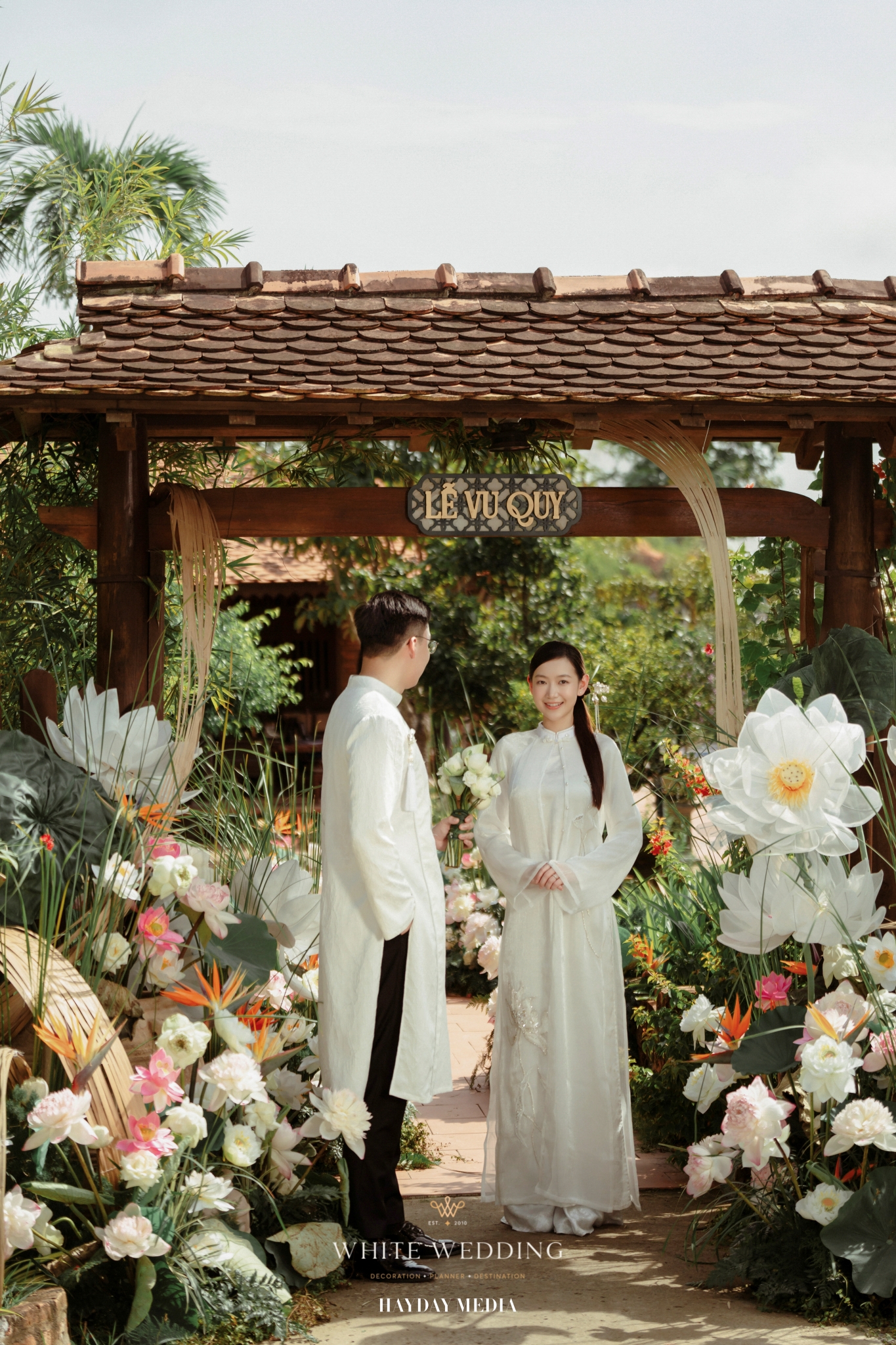 trang tri le gia tien lien van nha sac white wedding
