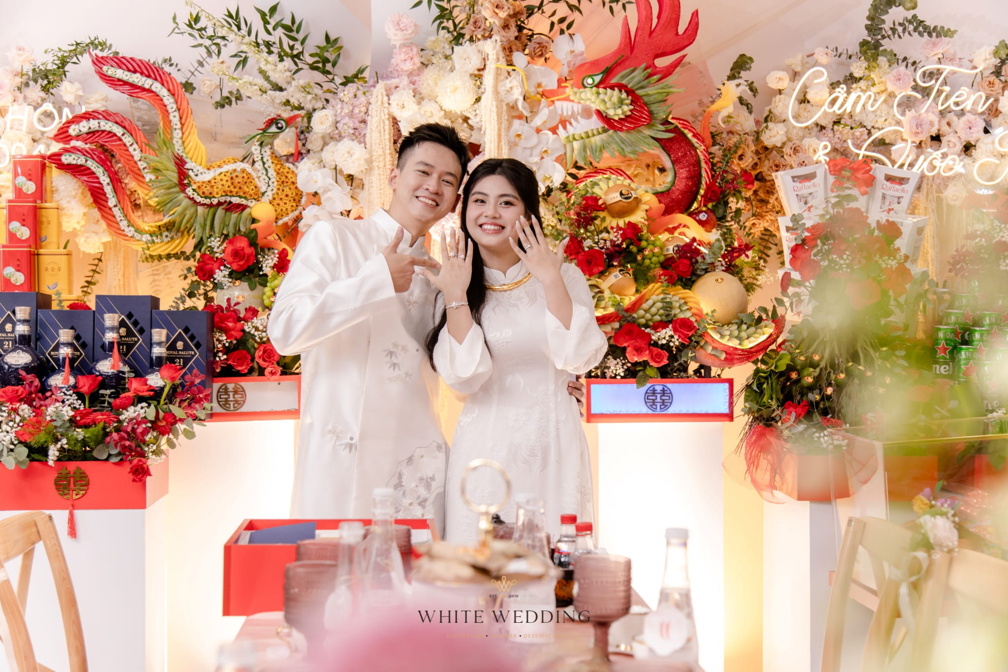 Sunset Peach 29 trang tri le gia tien sunset peach white wedding 40