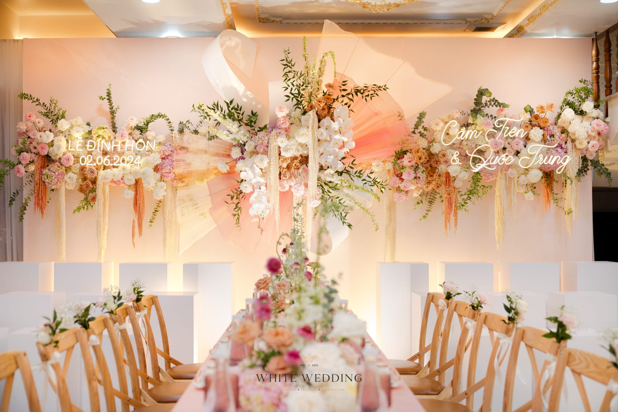 Sunset Peach 7 trang tri le gia tien sunset peach white wedding 45