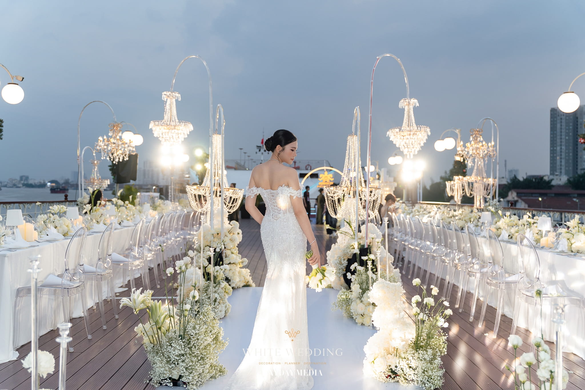 trang tri tiec cuoi dear my princess white wedding 56