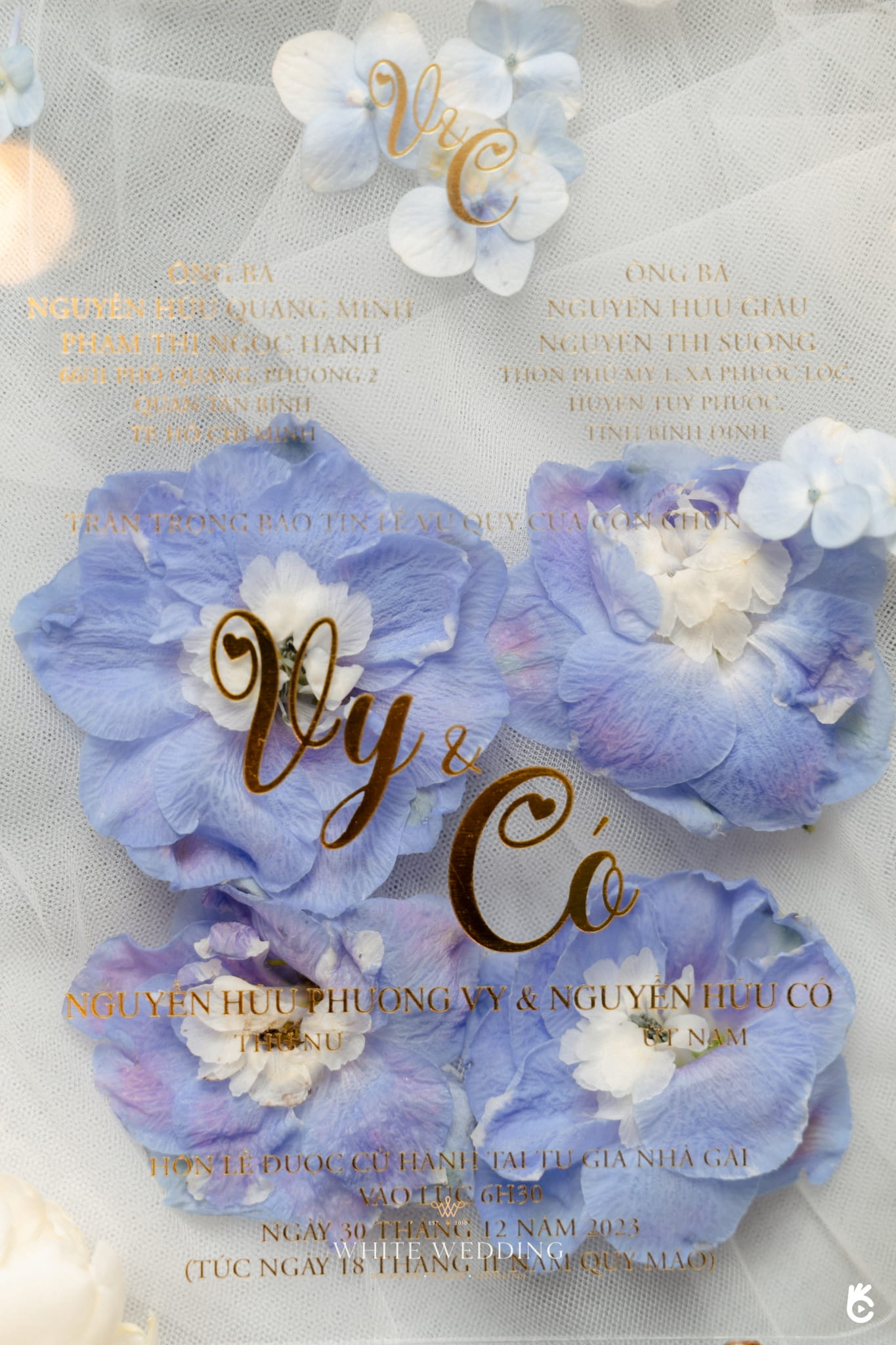 trang tri tiec cuoi elegant blue monochromantic white wedding 2