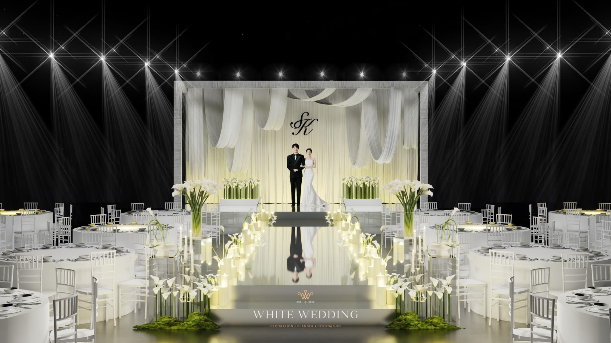 trang tri tiec cuoi less but lasting white wedding 10 1