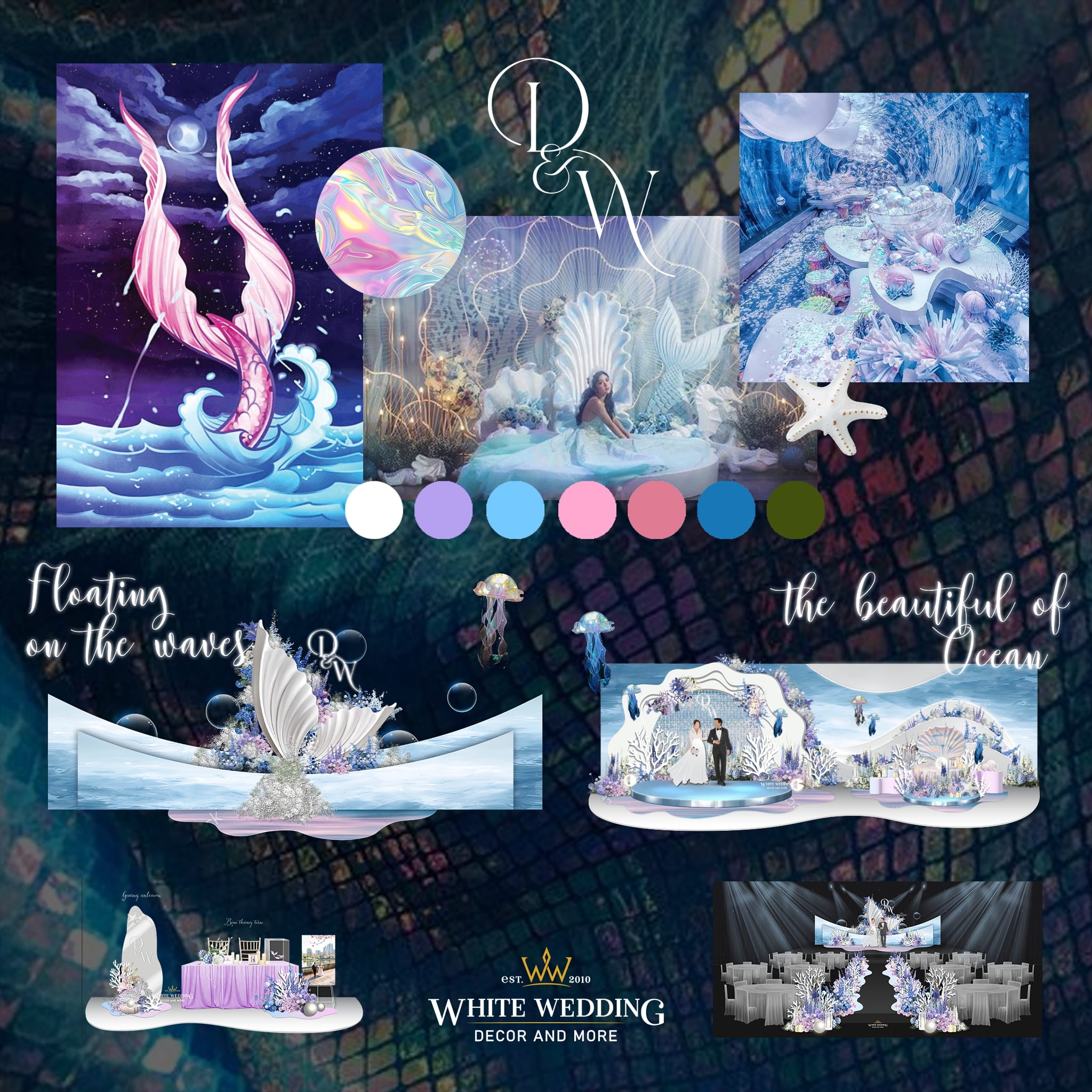 trang tri tiec cuoi little mermaid white wedding 1 1