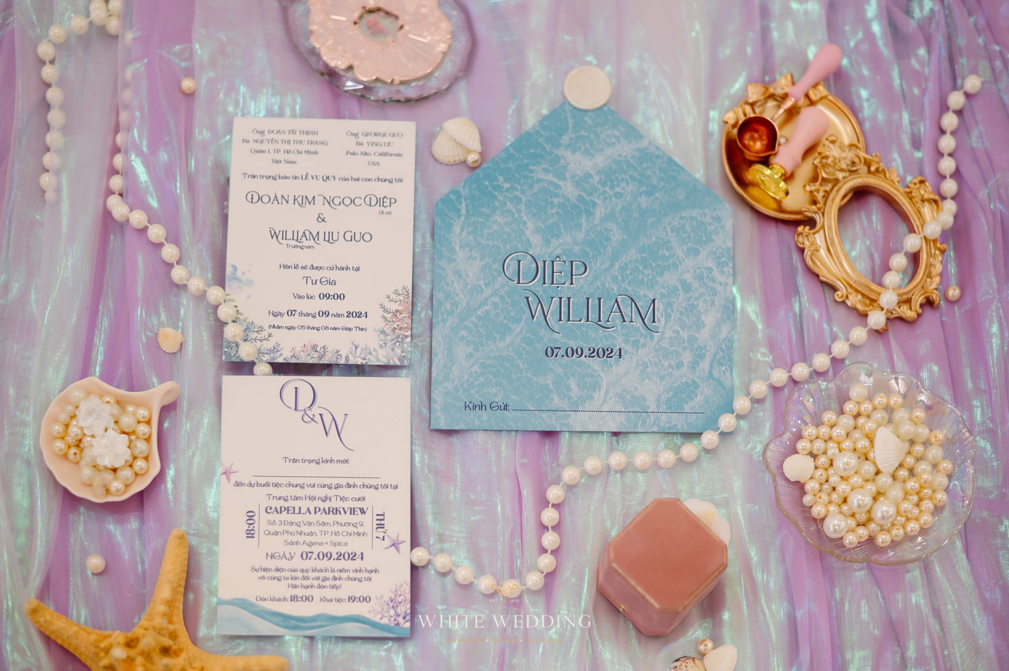 trang tri tiec cuoi little mermaid white wedding 38