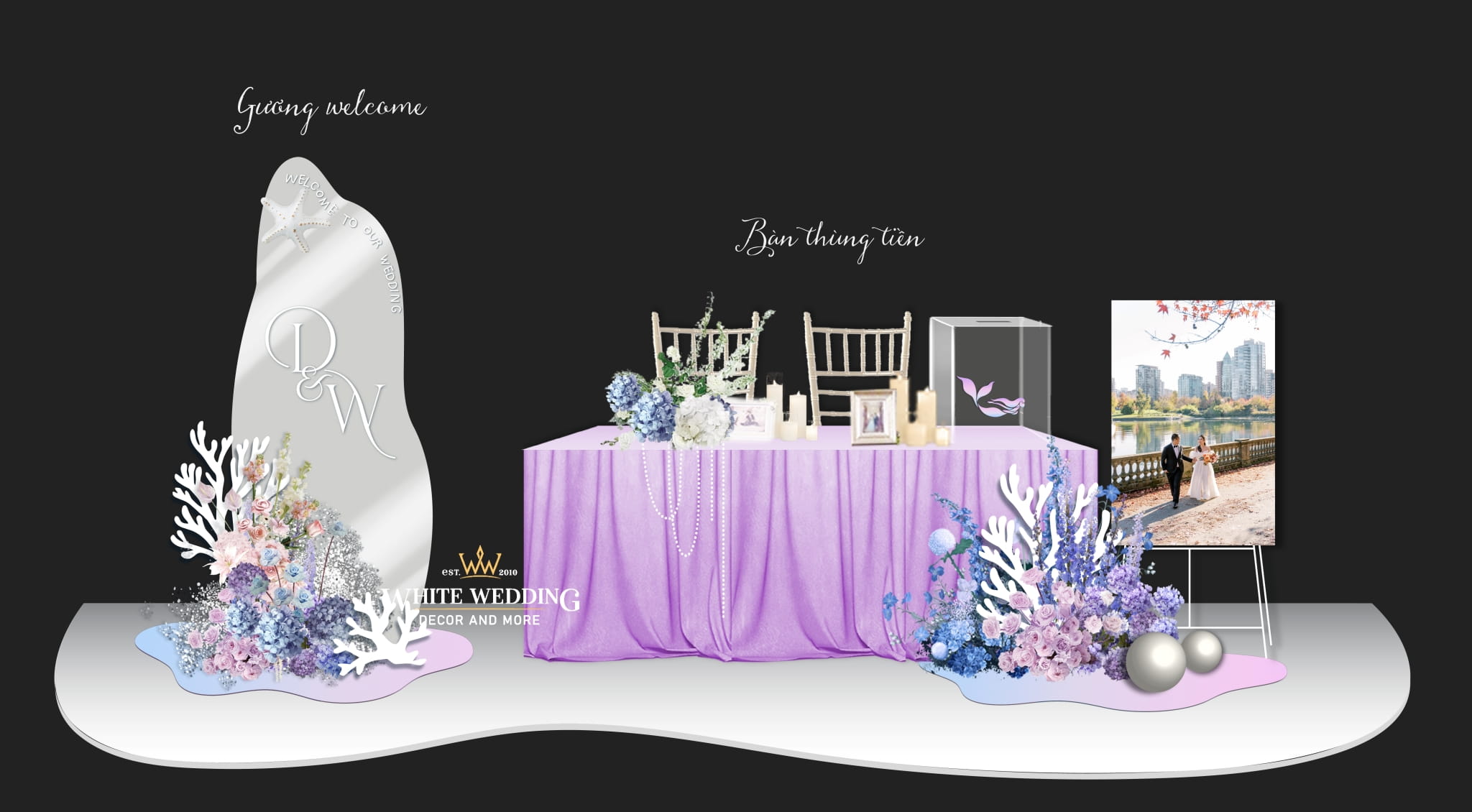 trang tri tiec cuoi little mermaid white wedding 5 1
