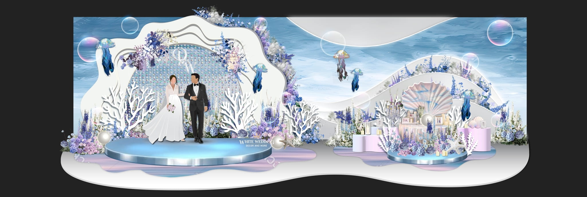 trang tri tiec cuoi little mermaid white wedding 6 1