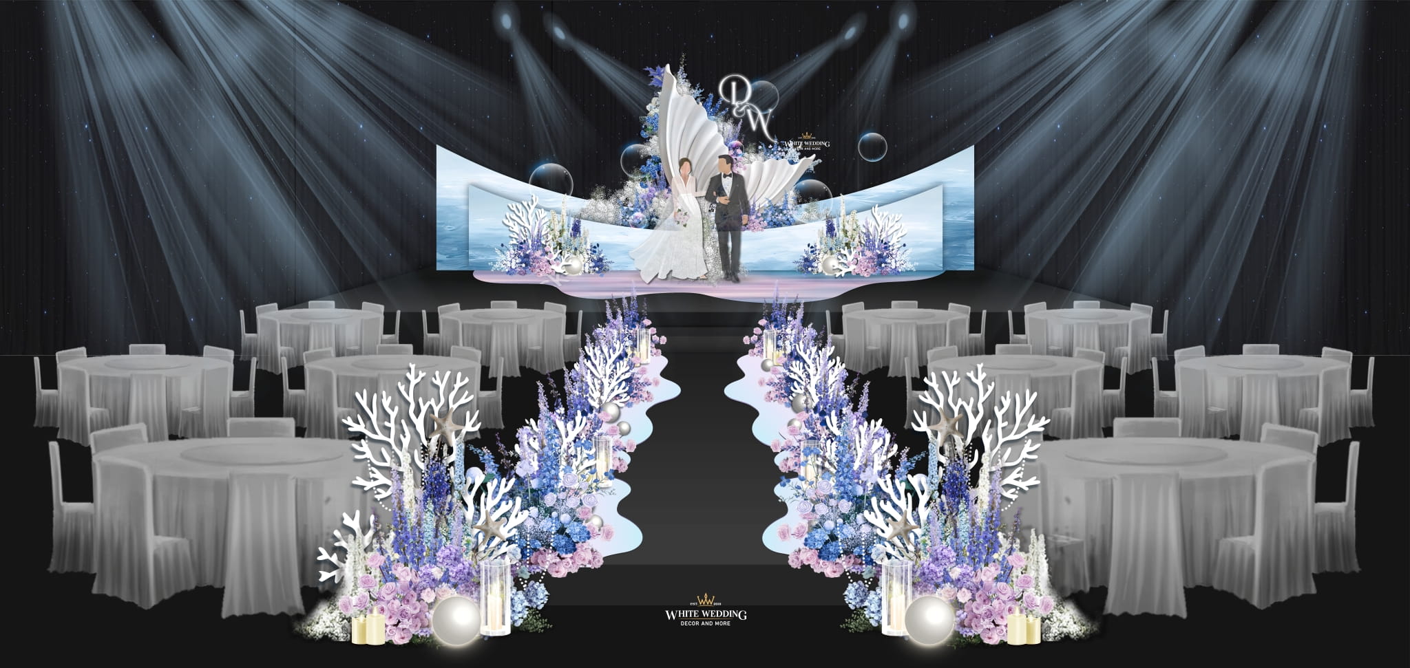 trang tri tiec cuoi little mermaid white wedding 7 1
