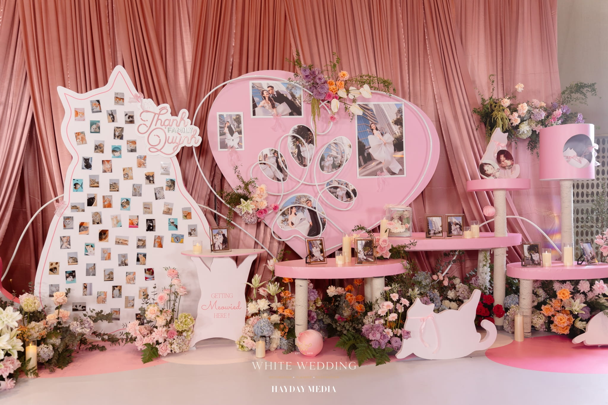 trang tri tiec cuoi no va meo white wedding 23