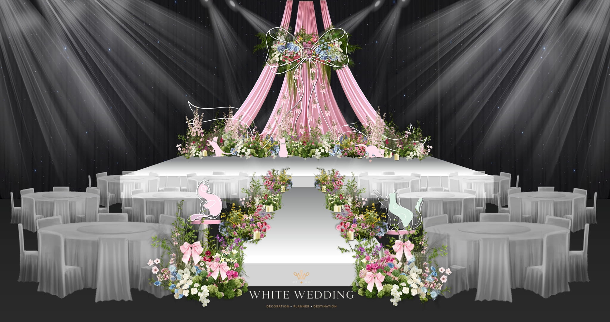 trang tri tiec cuoi no va meo white wedding 3 2