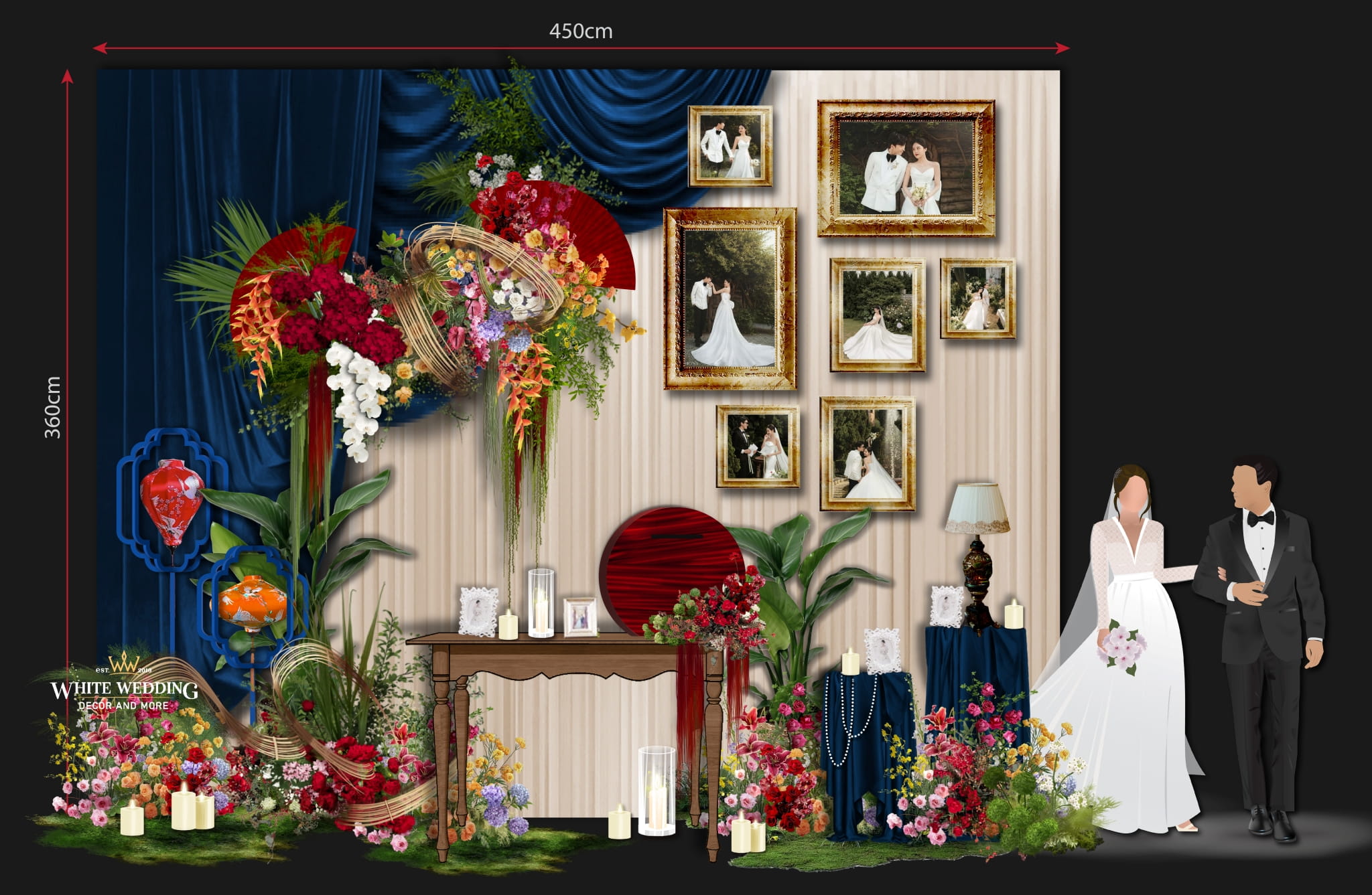 trang tri tiec cuoi timeline indochine white wedding 75