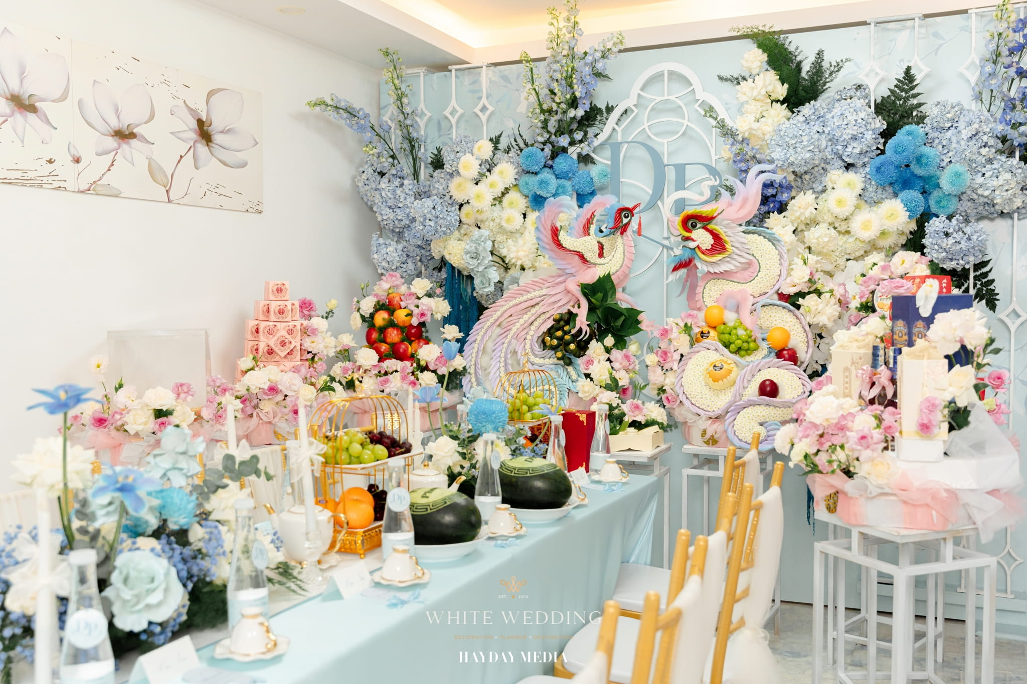 trang tri le gia tien blue rhythm white wedding 10