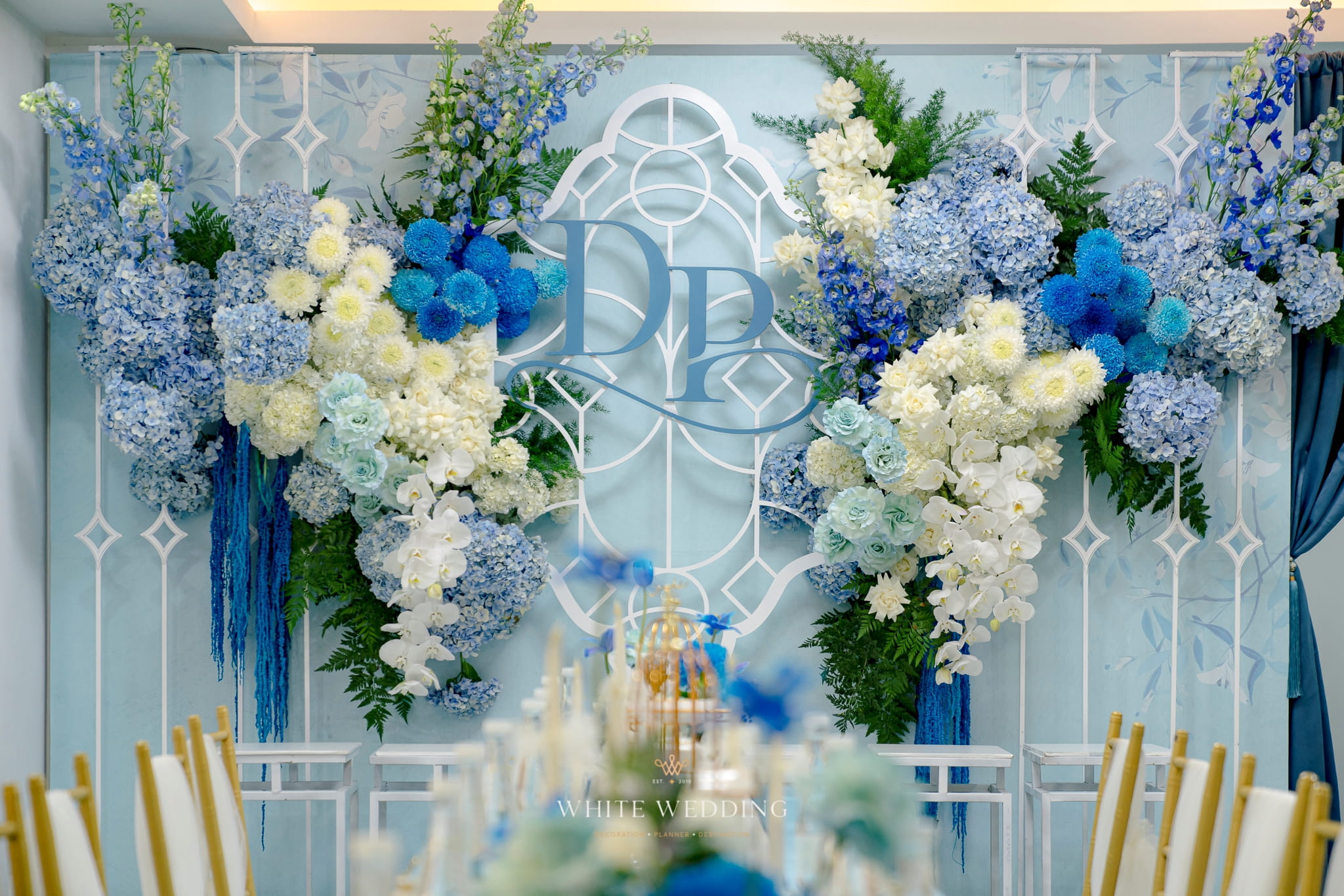 trang tri le gia tien blue rhythm white wedding 30