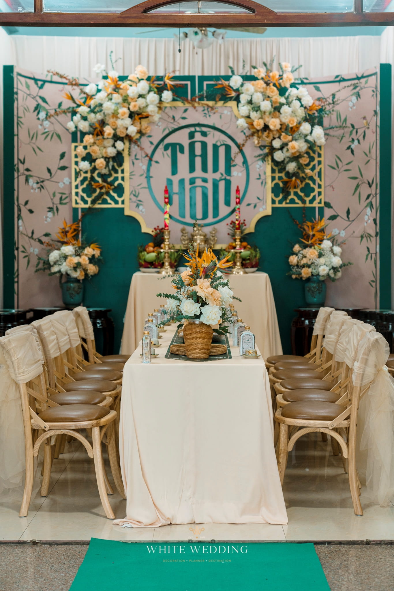 trang tri le gia tien the emerald white wedding 12