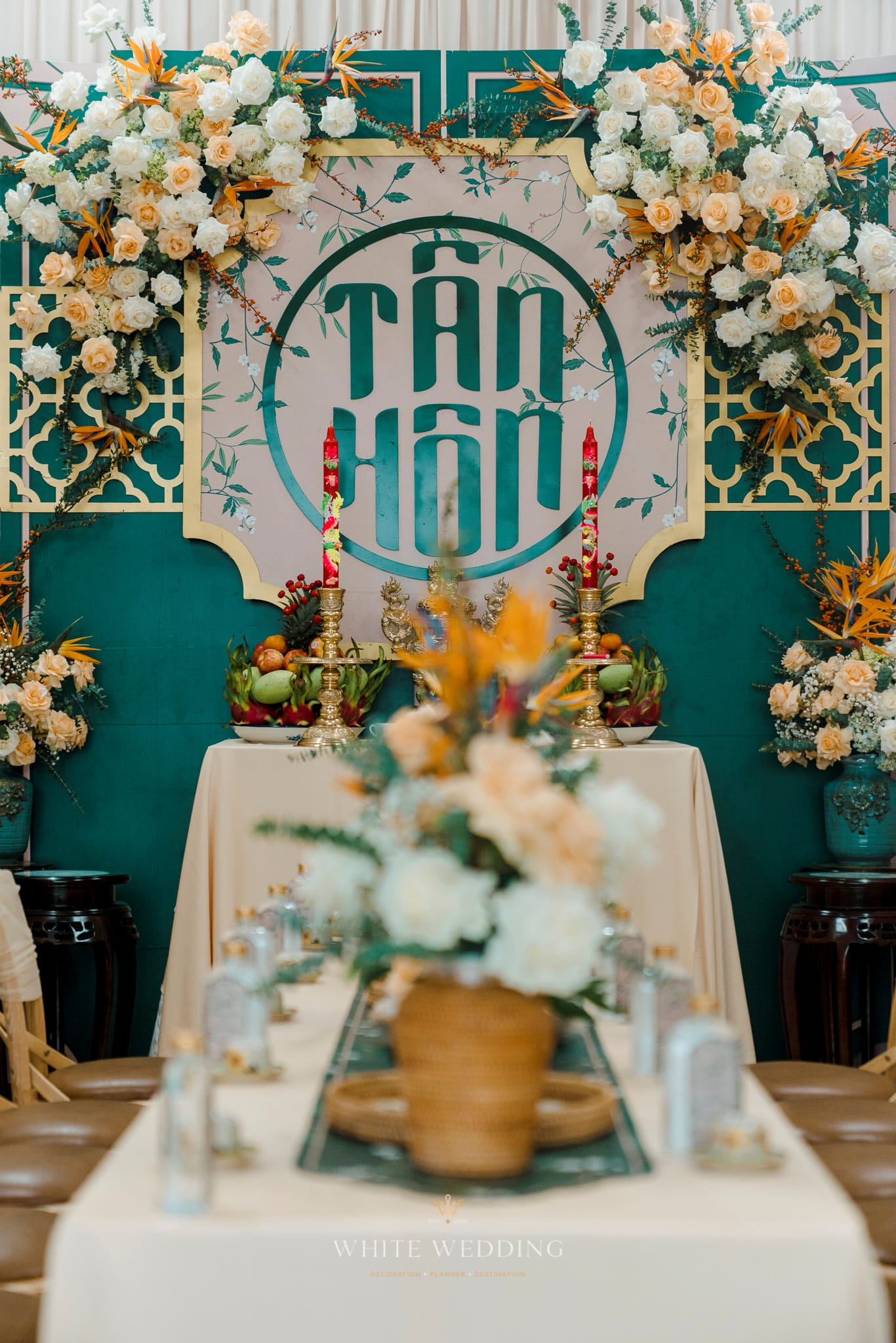 trang tri le gia tien the emerald white wedding 14