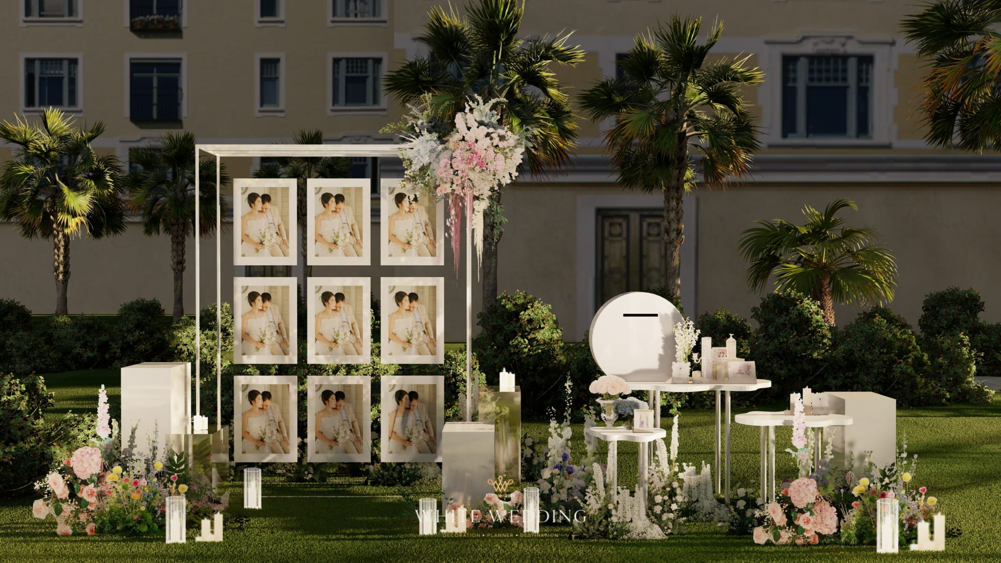trang tri tiec cuoi love in bloom white wedding 4