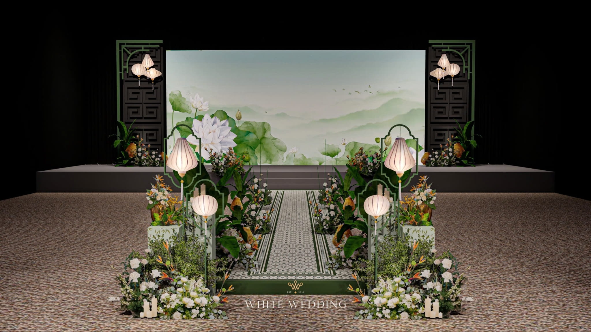 trang tri tiec cuoi modern indochine white wedding 3 1