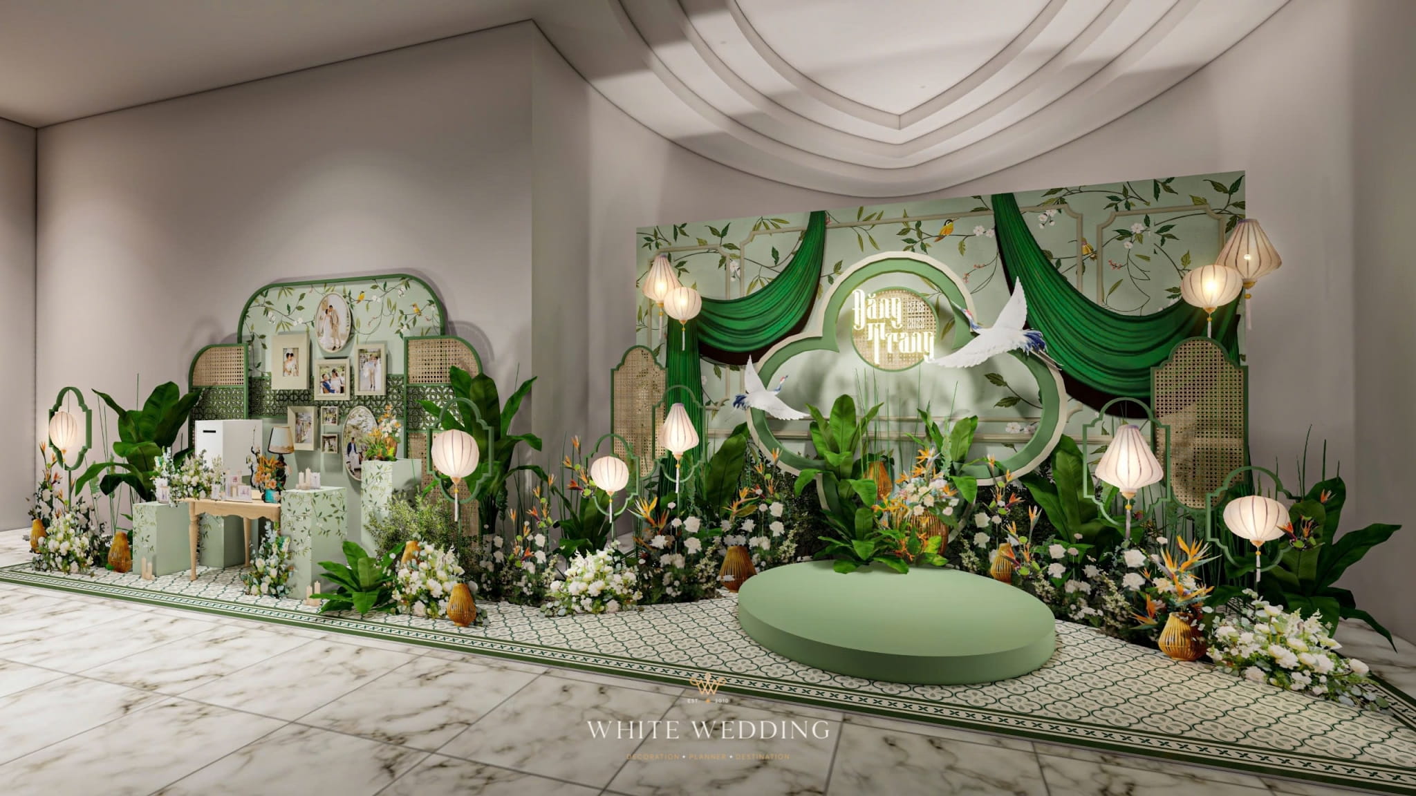 trang tri tiec cuoi modern indochine white wedding 6 1