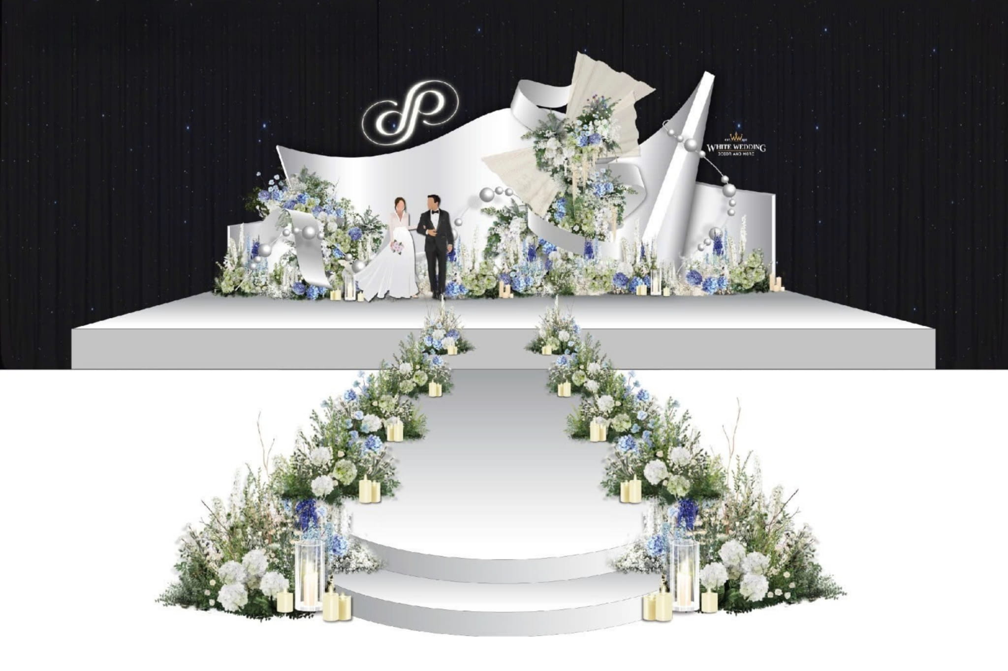 trang tri tiec cuoi pure infinity white wedding 2 1